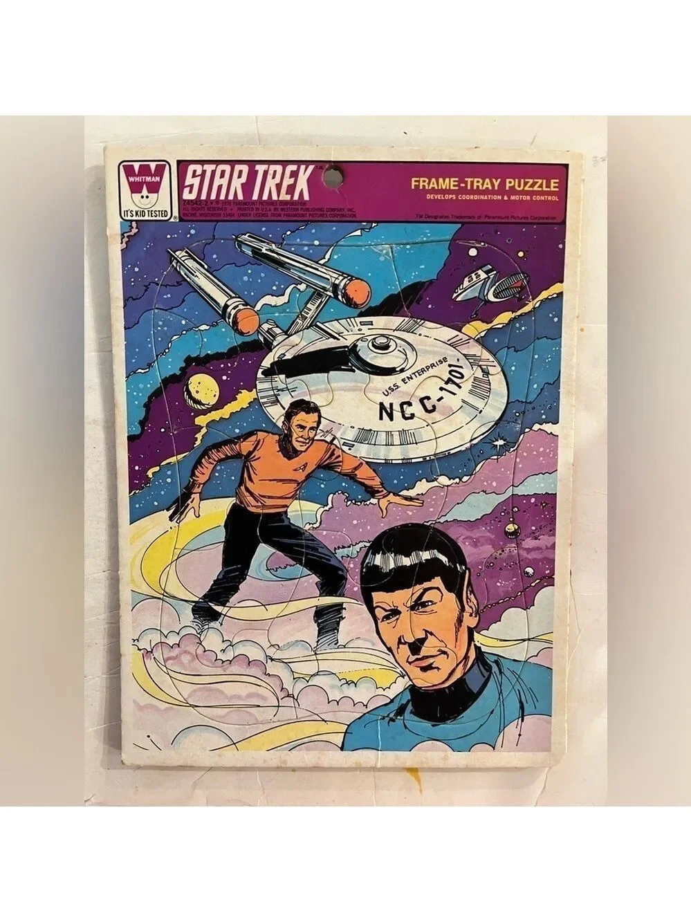 Vintage 1978 Star Trek Frame Tray Puzzle Captain Spock USS Enterprise